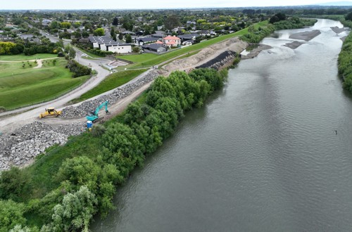 Construction underway at the Albert Street climate resilience project site.