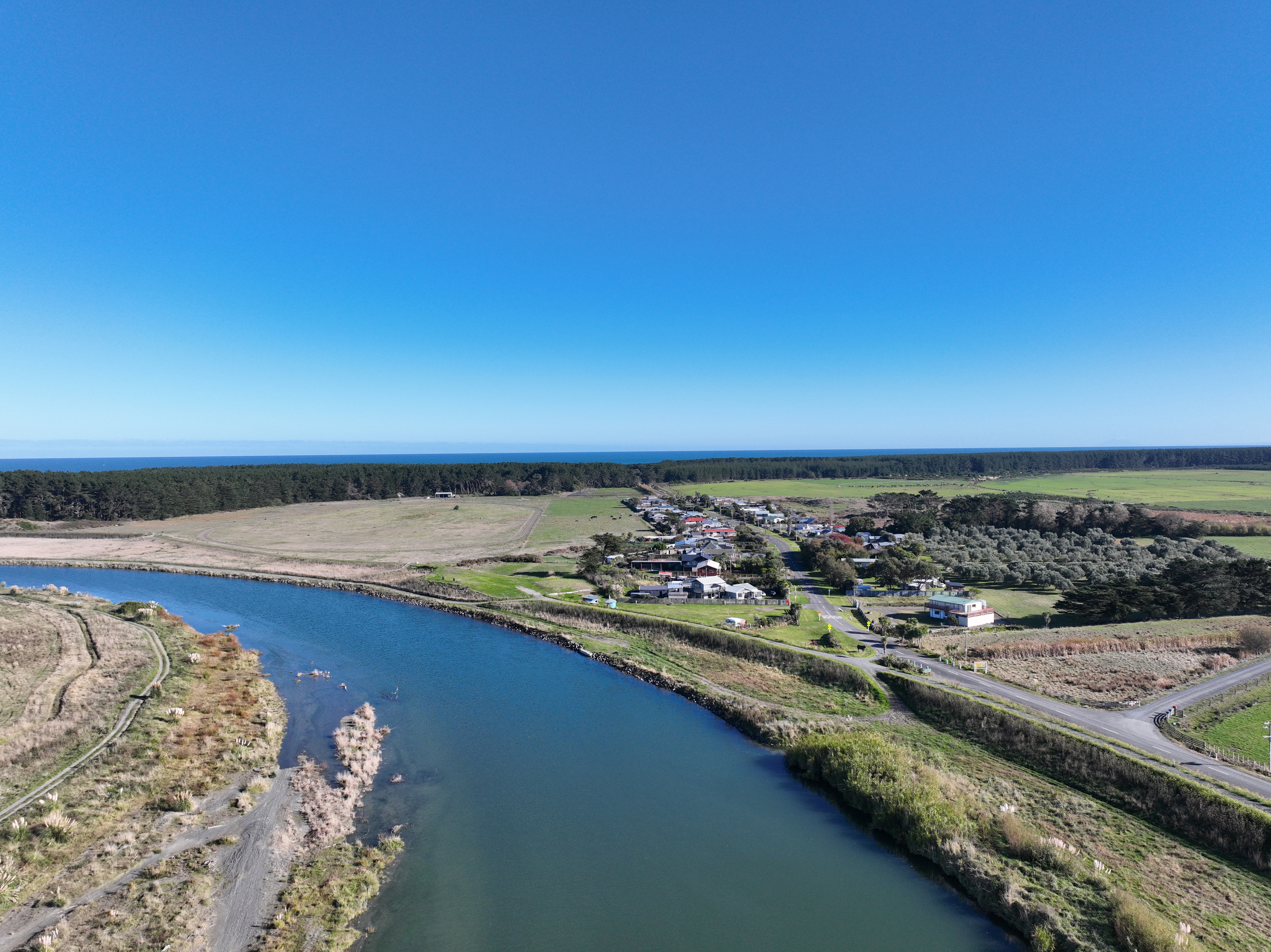 A drone photo of Scotts Ferry, with the pathway visible.